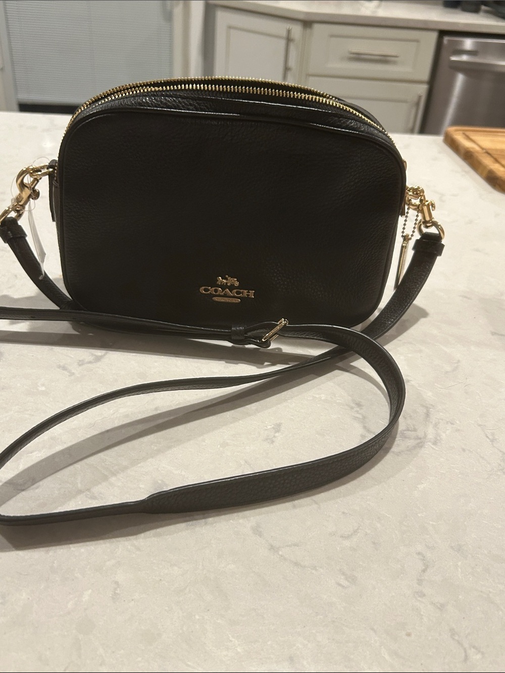 Coach Black Pebbled Leather Crossbody with Gold-Tone Hardware NWT
